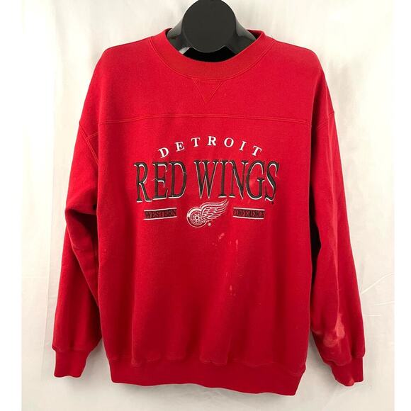 VTG Detroit Red Wings Embroidered NHL Sweatshirt  LARGE 1990's Lee Sport READ - Picture 1 of 16